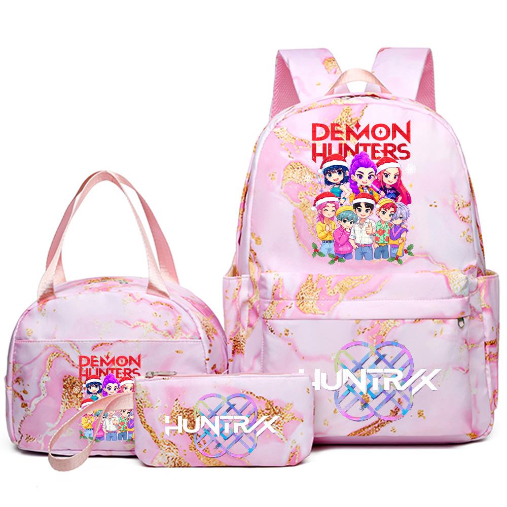 3Pcs/set Christmas Kpop Printed Backpack Handbag Pencil Case for Teenager Student Girl Boy Bookbag Schoolbag Women Large Capacity Travel Bag Kid Gift
