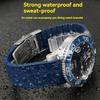 Für Longines HydroConquest L3.781/642/742/782 21mm Blaues Silikon Taucheruhrarmband - Gebogenes Ende Gummiarmband Ersatz
