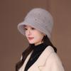 25 Autumn And Winter Warm Rabbit Fur Hat Women'S Middle-Aged And Elderly Cold-Proof Ear Protection Hat Fashionable Versatile Knitted Hat Big