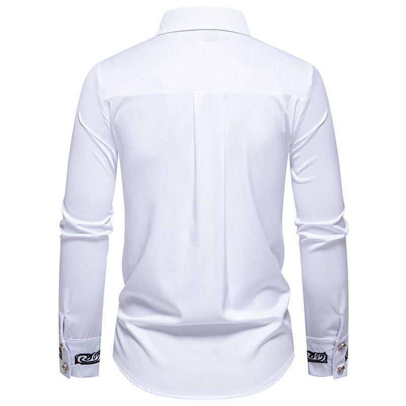 Men's Casual Fashion Embroidered Shirt Shirt Slim Long Sleeve Embroidery