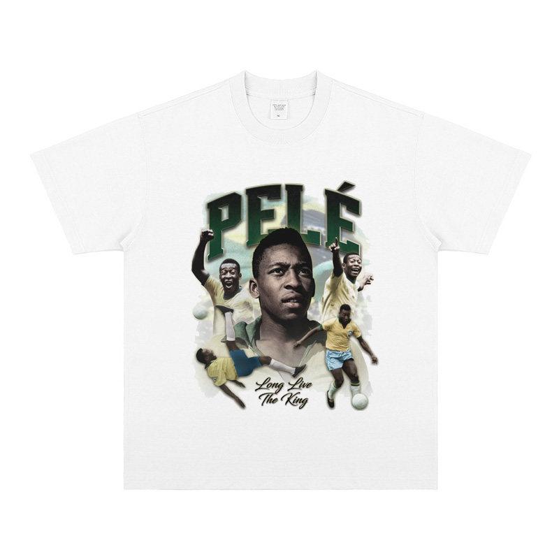 

Cotton Short Sleeves Highquality Fashionable Short Sleeves Football Star Pelé Printed Tshirt Childrens Fashion Gifts 4XL