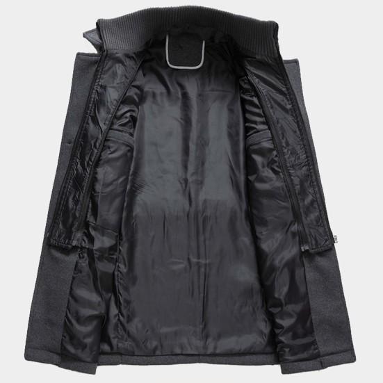 Giacca da Uomo Monocolore Finto Due Pezzi Autunno Inverno Zip Bottoni Cappotto per Uso Quotidiano