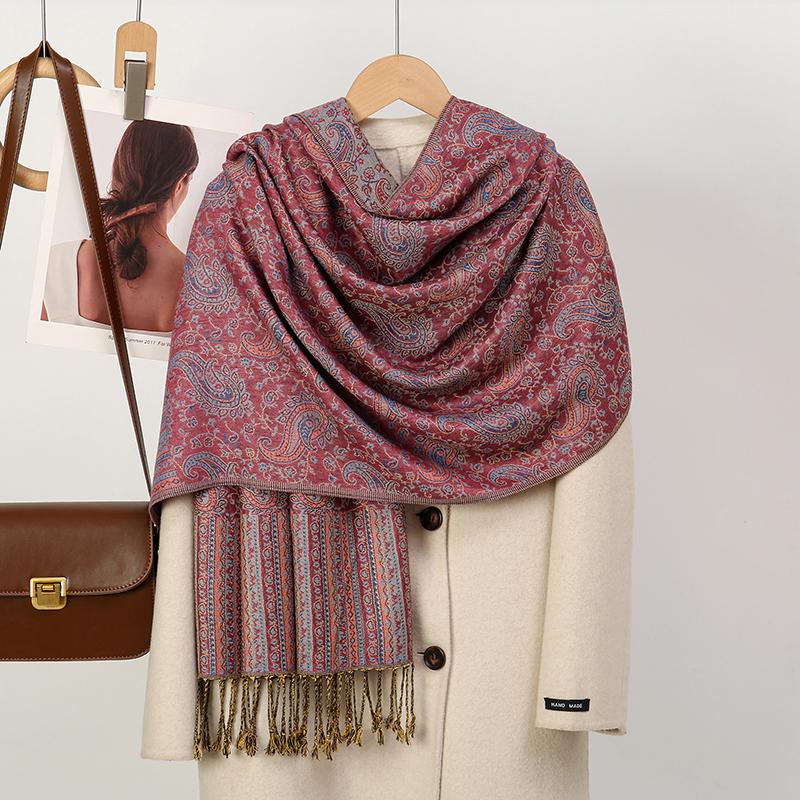 Fashion Winter Scarf Cashmere Women Pashmina Design Floral Wrap Female Thick Blanket Soft Bufanda Shawl Kerchief