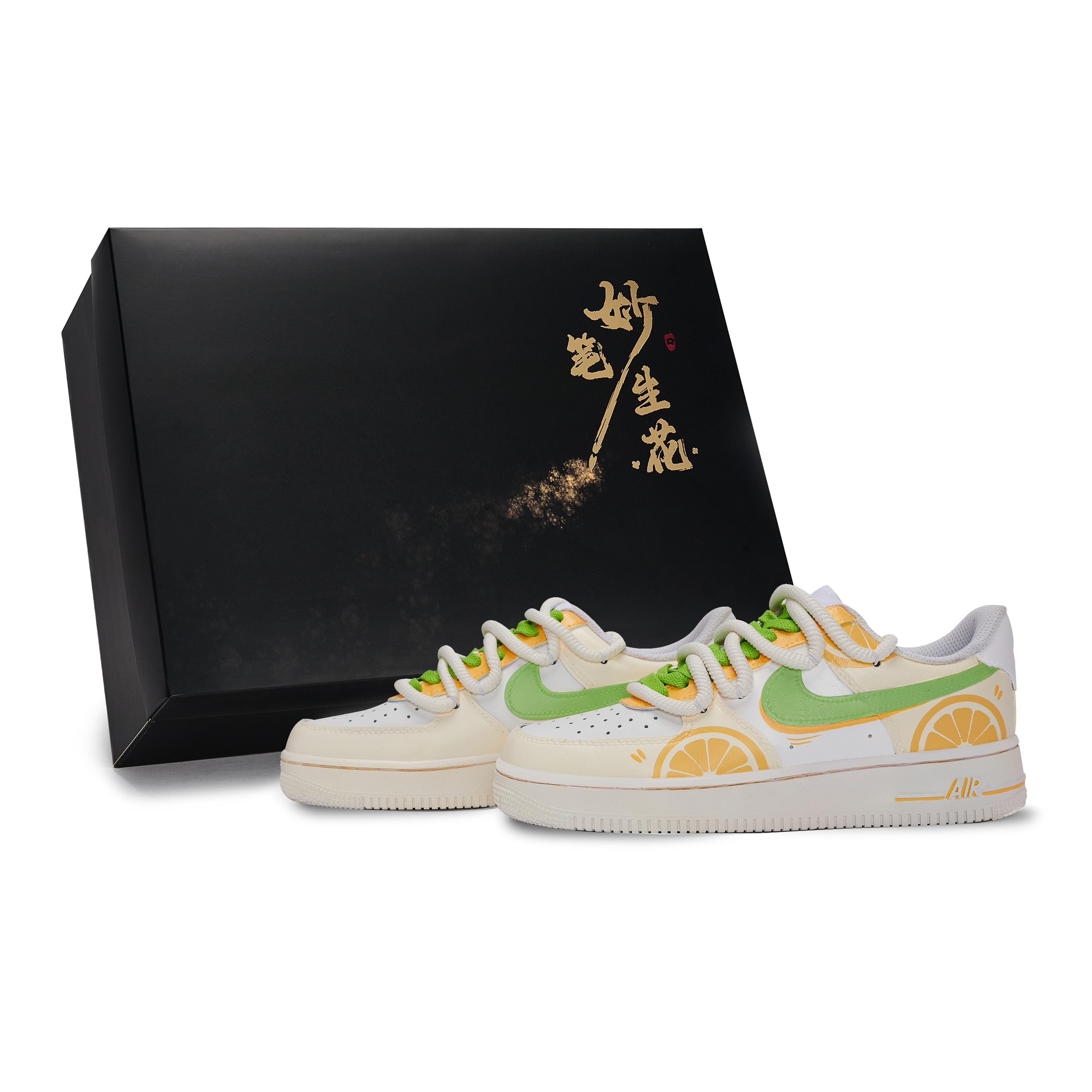 

Nike Air Force 1 Magic Brush Blooms, Lemon Summer Low top Skateboard Shoes Unisex White Yellow Green CW2288-111(Team171-S-BOX) 37.5