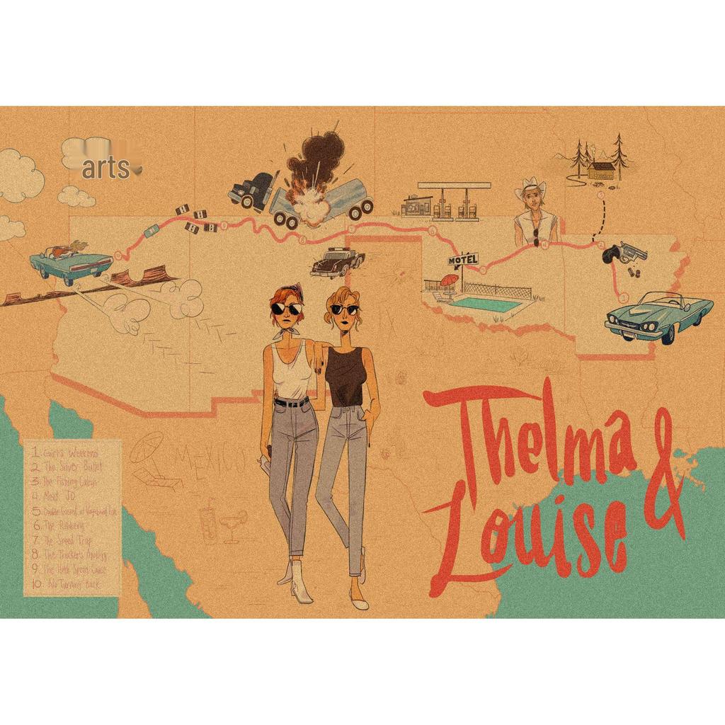 Thelma & Louise Retro Poster Kraftpapier Wandkunst Wandbild 364