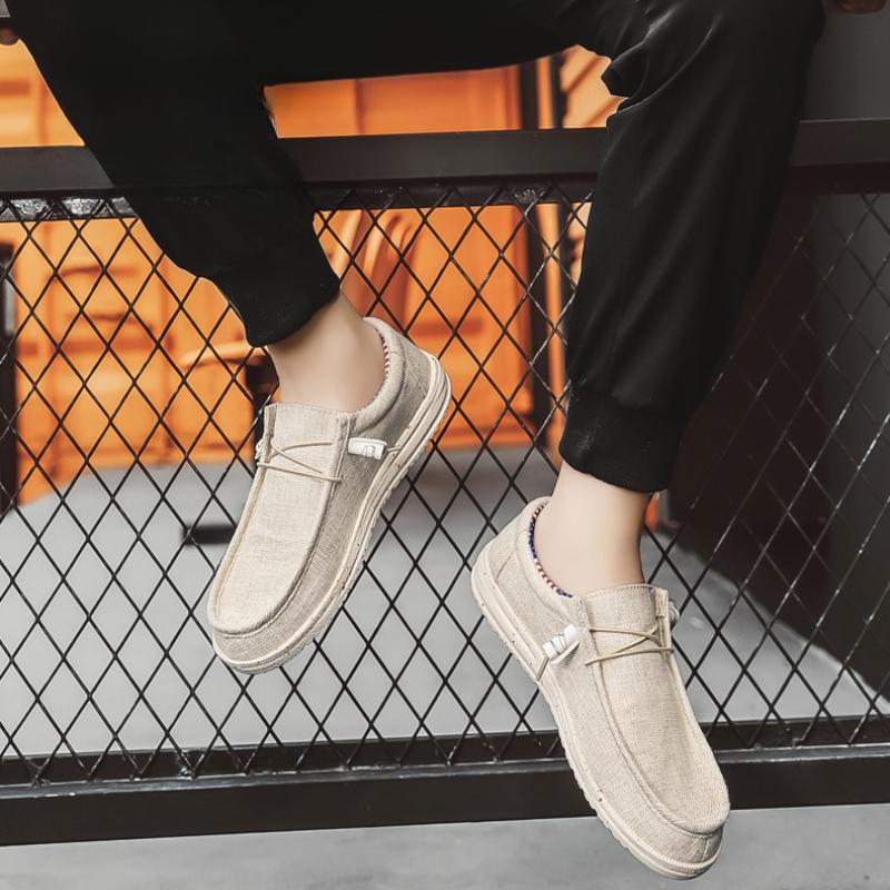 Sommar Herr Canvas Skor Linne Ovandel Mjuk Sula Vulkaniserade Casuals för Män Business Casual Skor Utomhus Körning Flats 2025