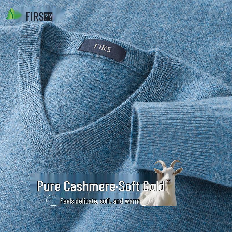 Shanshan Men's Pure Cashmere V-Neck Pullover Sweater