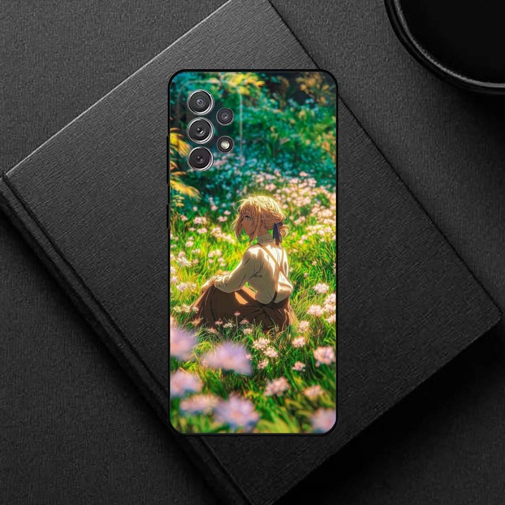 Anime V-Violet evergarden Phone Case For Samsung S25,S24,S21,S22,S23,S30,Ultra,S20,Plus,Soft Silicone Black Cover