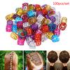 100x DIY Dreadlock Beads Ρυθμιζόμενα δαχτυλίδια για πλεξούδα μαλλιών Κλιπ μανσέτες