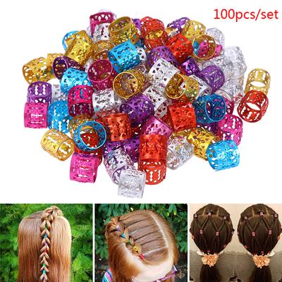 100x DIY Dreadlock Perlen verstellbare Haarzopfringe Manschettenclips