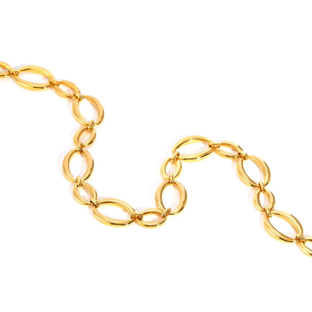 Chunky Stainless Steel Link Necklace For Women, Gold Plated Thick Oval Chain Choker Necklace, Geometric Minimalist Jewelry