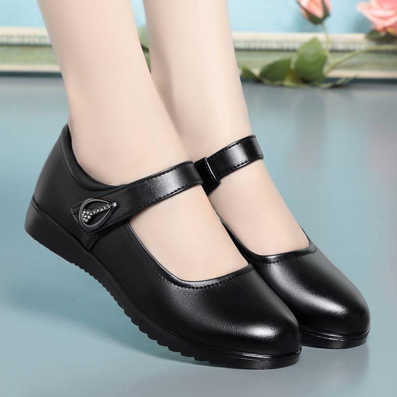 Cresfimix kadın moda yuvarlak burun siyah rugan tokalı kayış kaymaz topuk öğrenci okul seksi ayakkabılar ba394