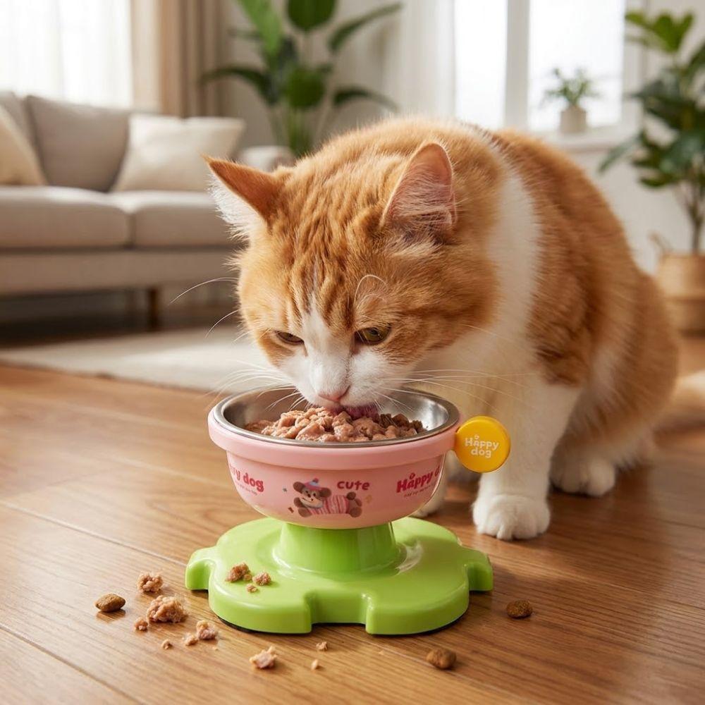 Neck Protection Anti-Choking Cat Bowl Cartoon Cat Drinking Bowl Cat Food Container  Home Indoor