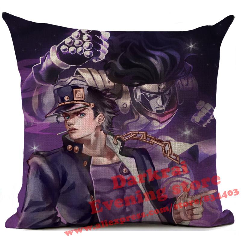 Jojos Bizarre Adventure Japanese Harajuku Manga Cushion Cover Living Room Sofa Square Throw Pillows Home Decoration Pillowcase