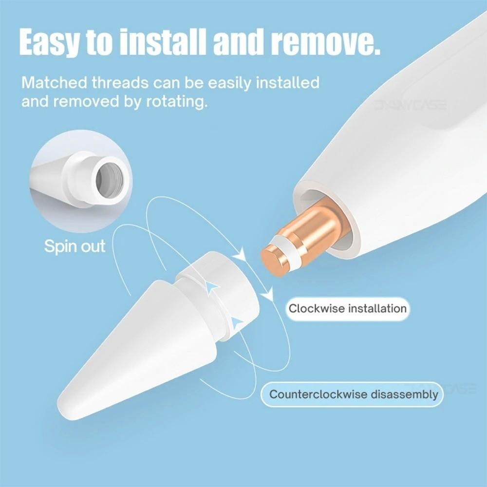 6PCS/Set Wear-Resistant Mixed Pen Tip Set No Delay Continuous Touch Replacement Pencil Tips for Apple Pencil 1/2 USB-C Pro