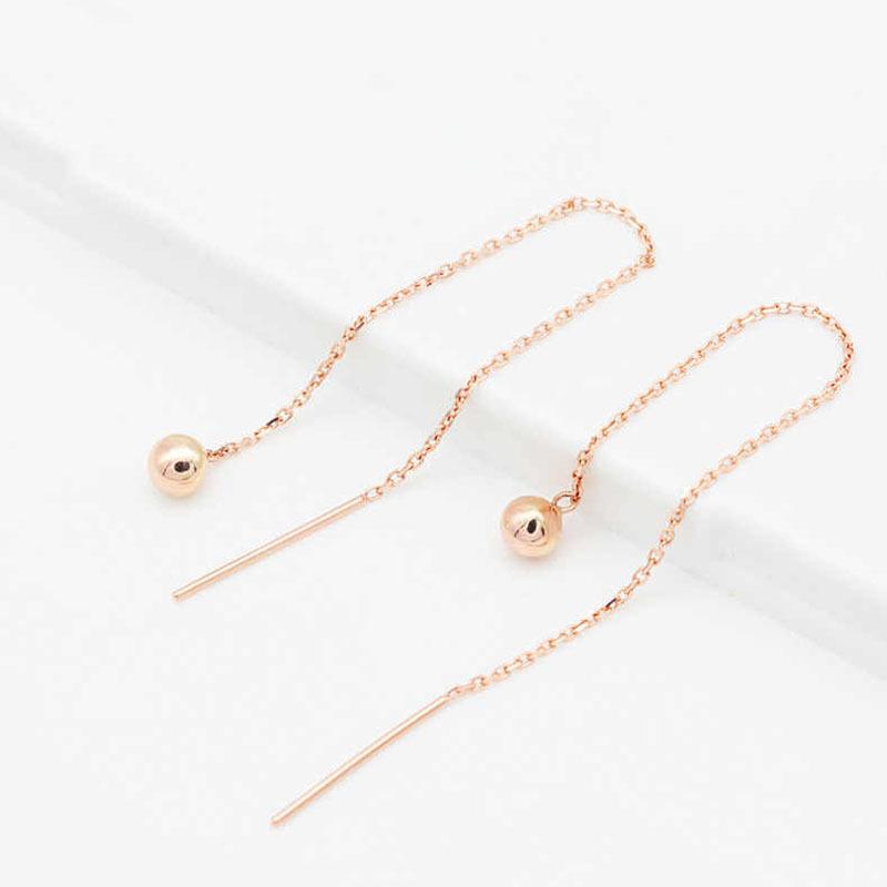 Pure Purple Gold Shiny Beads Long Earrings Sweet Beautiful Women Color Gold Plated Rose Gold Earrings