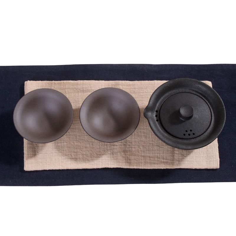 Japanese Ceramic Travel Tea Set | Portable Kung Fu Teaware | 1 Teapot & 2 Cups | Office & Gaiwan Style