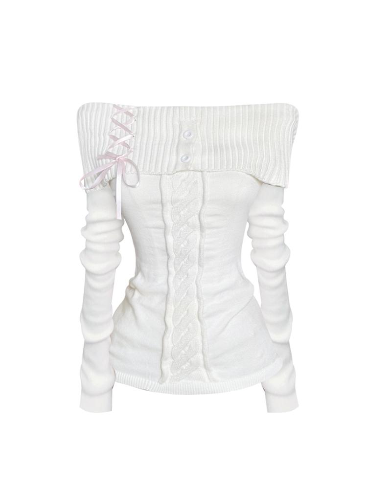 

Белый винтажный свитер, вязаный свитер Y2k для женщин 90-х годов, эстетика Харадзюку, элегантный свитер с длинными рукавами, мода 2000-х, одежда, осень S белый