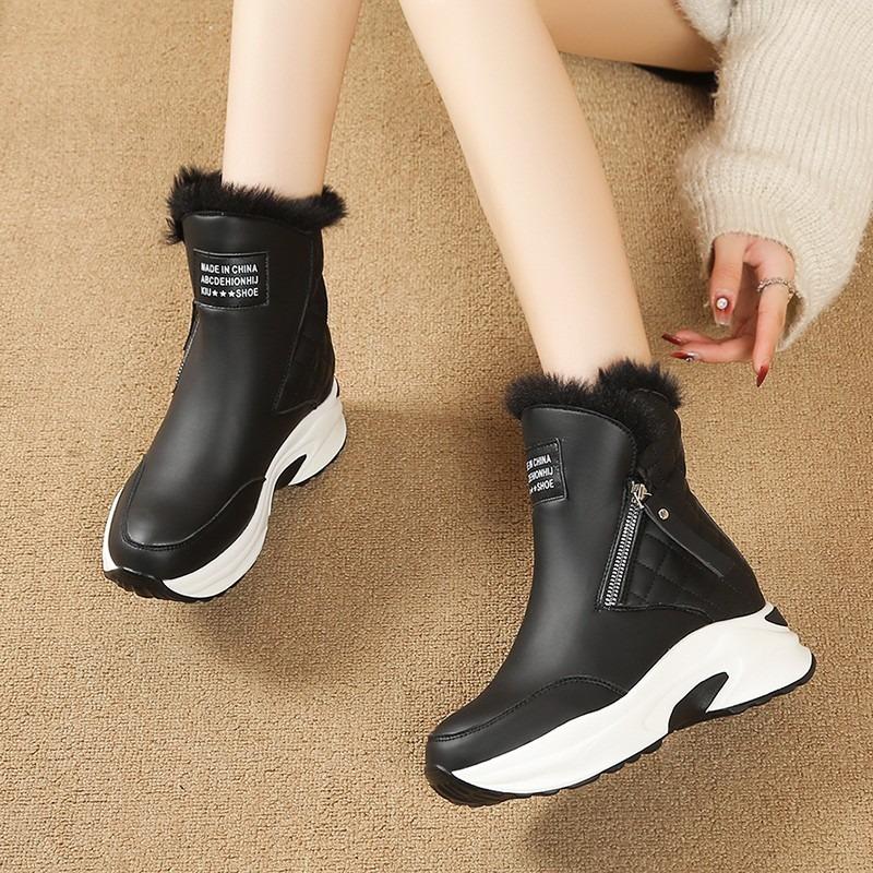 Fashion Platform Snow Boots Women 2025 New Winter All-match Inside Heightening Women's Fleece Thickened Warm Booties