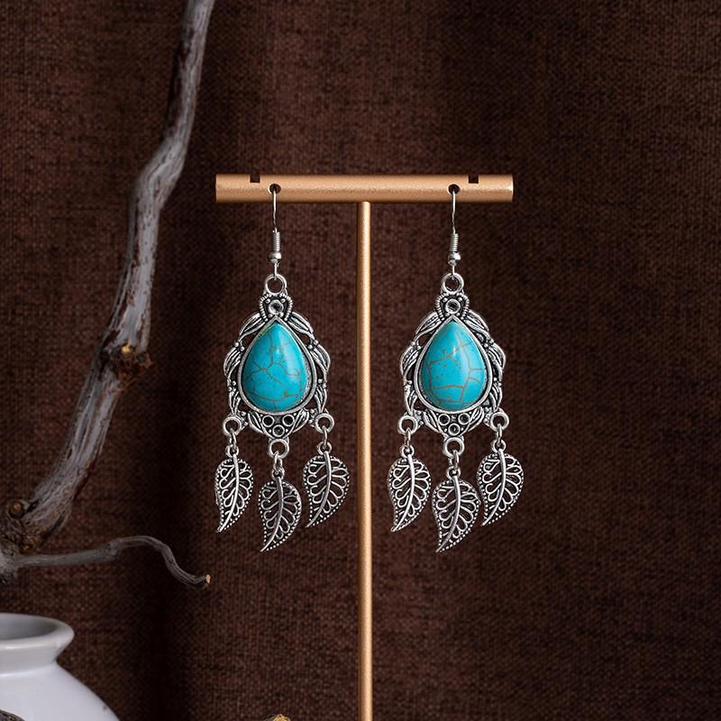Tibetan Ethnic Bohemian Tassel Turquoise Earrings