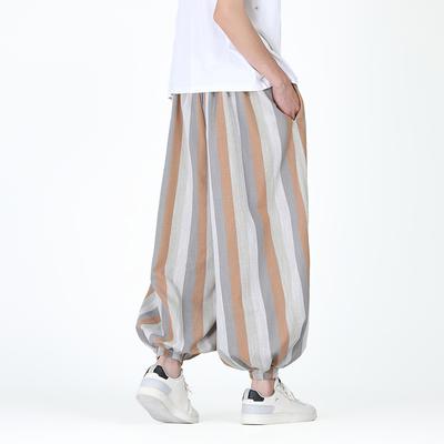 2025 Summer Men Streetwear Oversized Pants Men Casual Wide Leg Trousers Harajuku Stripe Harem Pants Male Striped Loose Pants