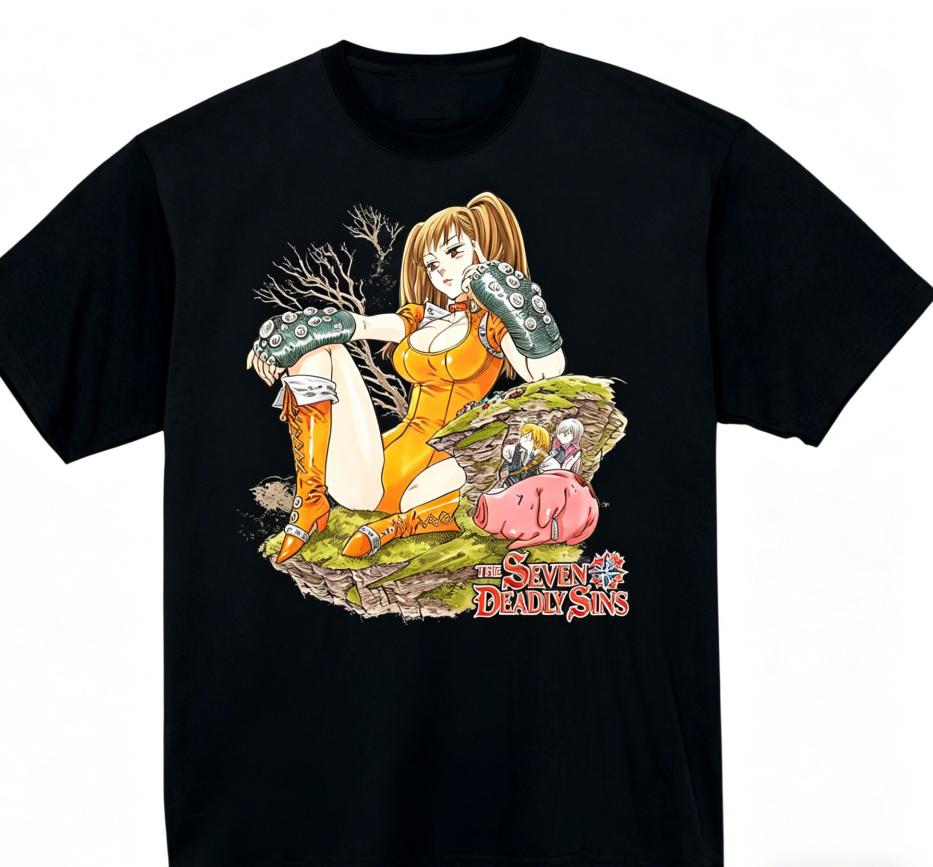 Sieben Todsünden Merch Anime Liebhaber T-Shirt Ganzjahreskleidung Persönlichkeit Kleidung Große Größen Unisex Neues Modell Paare hohe Qualität weich