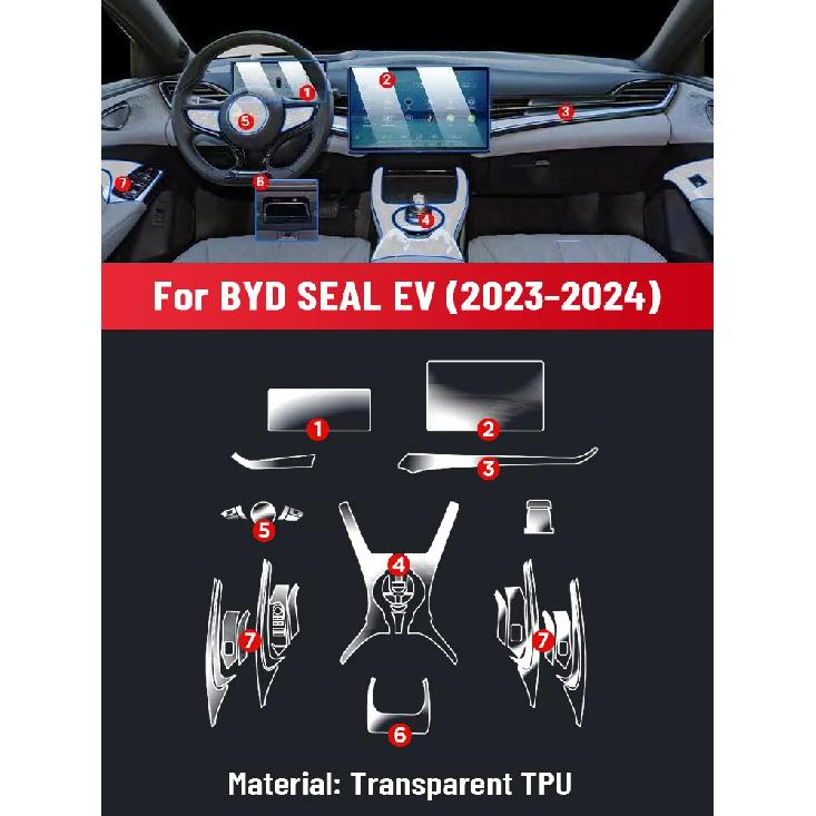 Anti-scratch Car Interior Center Console Media Dashboard Navigation TPU Protector Film For BYD SEAL EV  2024 Accessories