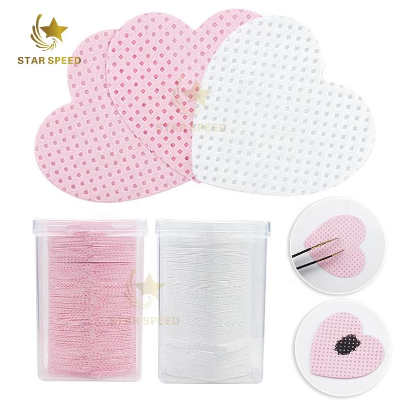 Lash Extension Lint Free Soft Pink Lash Adhesive Wipes Eyelash Glue Remover Cleaning Cotton Pad With Plastic Box Wipes