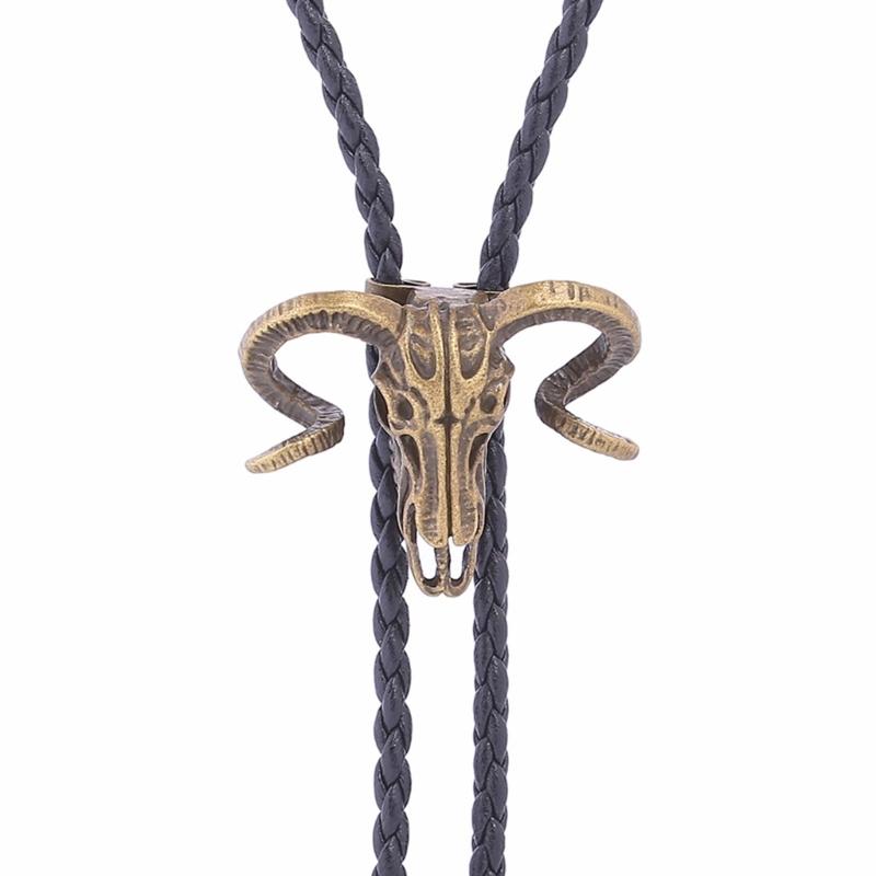 Elegant Black Bolo Tie with Bull Pendant Cowboy Bull Necktie Western Necklace Cool Bola-Tie Western Cowboy Costume