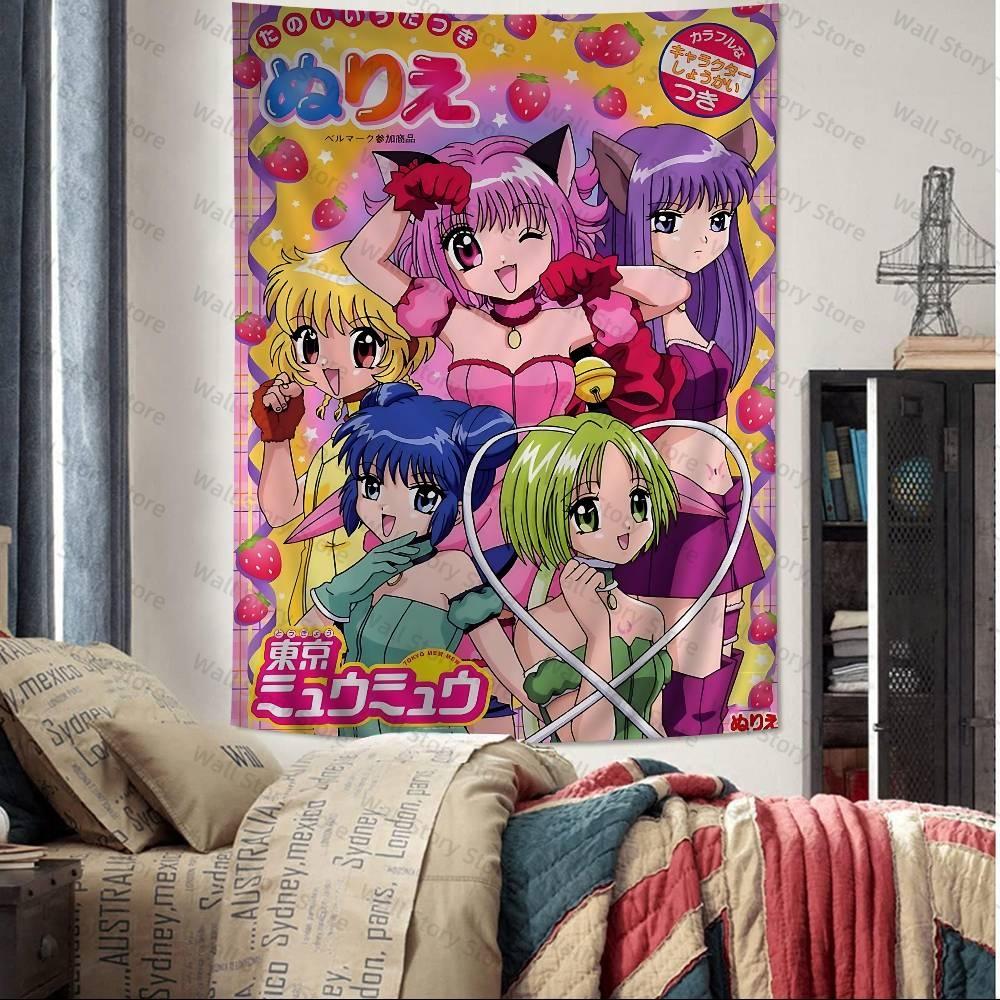

Tokyo Mew Mew Anime Colorful Wall Hanging Hippie Flower Wall Carpets Dorm Decor Wall Art Decor Tapestry Bedroom Tapestry 74x94cm(29x37in)