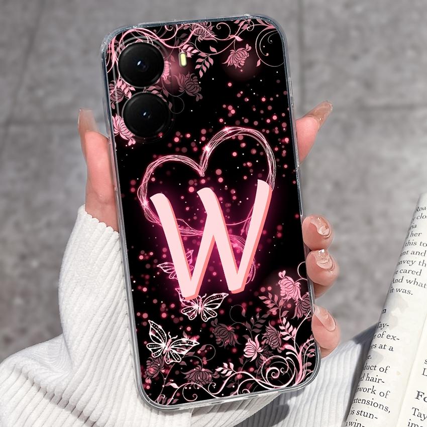 Initial Letter A-Z Fashion Phone Case For Xiaomi Poco X7 X6 X5 X4 X3 Pro C85 C75 C71 C51 C50 Black TPU Soft Silicone Protective Shell For Xiaomi Cover