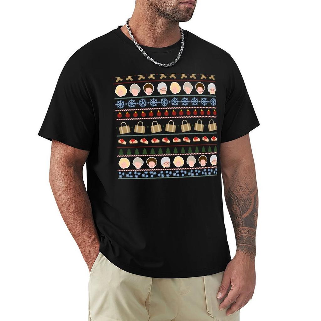 Golden XMas TShirt Modern Print Casual TShirt