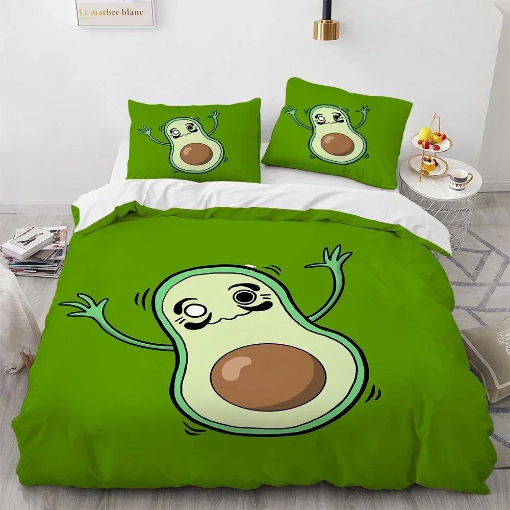 Cartoon Avocado Fruit Funny Comfortable Duvet Quilt Cover Pillowcase Bedding Set Children Bedroom Decoration Home Textile