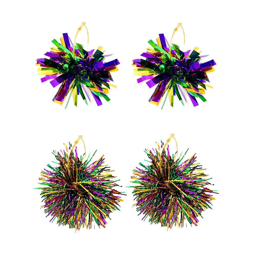 Festive Mardi Gras Festival Earrings Glitter Ball Earring Sparkling Poms Poms Earrings for Outdoor Karneval Celebrations