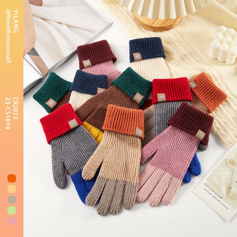 BrandNew FallSeason and ColdSeason Style Korean Version of Warm Knitted Gloves Dew Refers To Riding Ladies Cold Plus Velvet Gloves