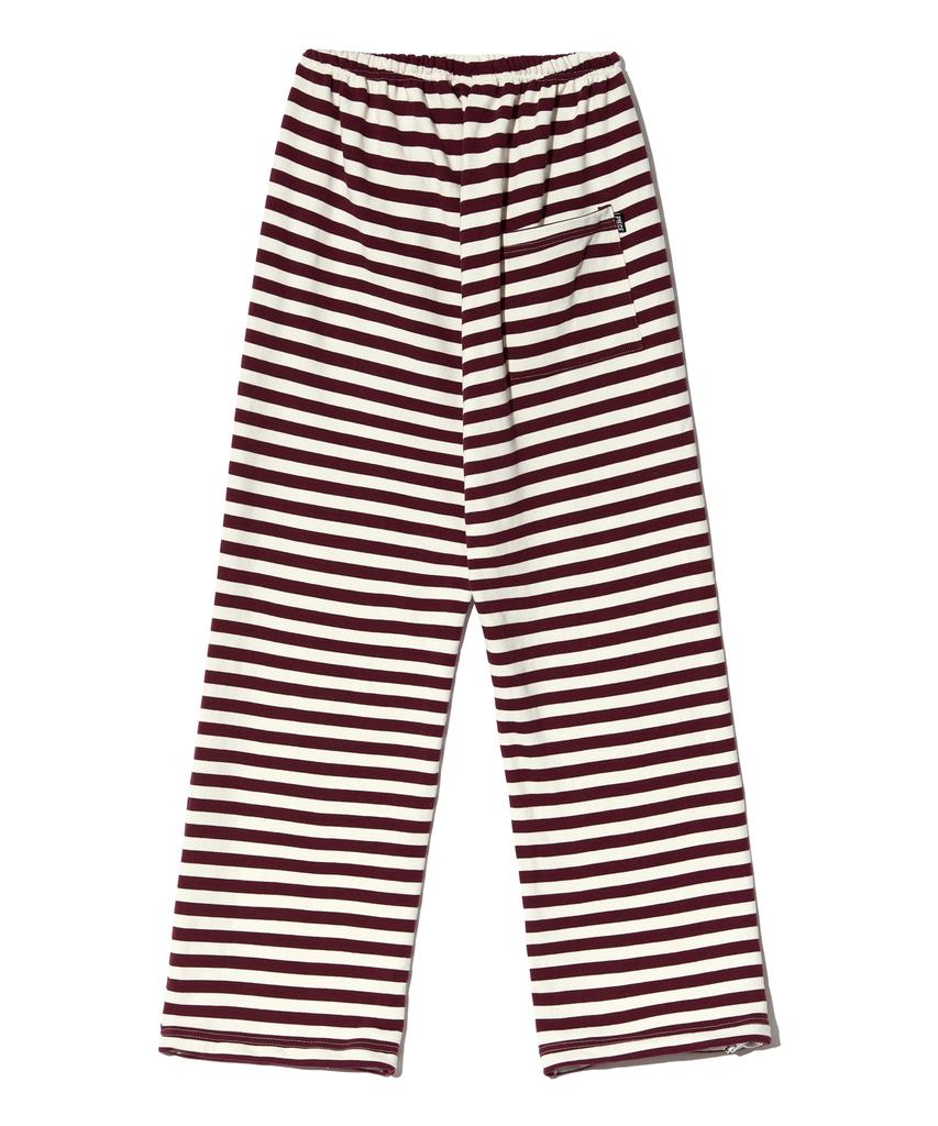 PEACE MAKER Soft Stripe Sweat Pants (Burgundy)