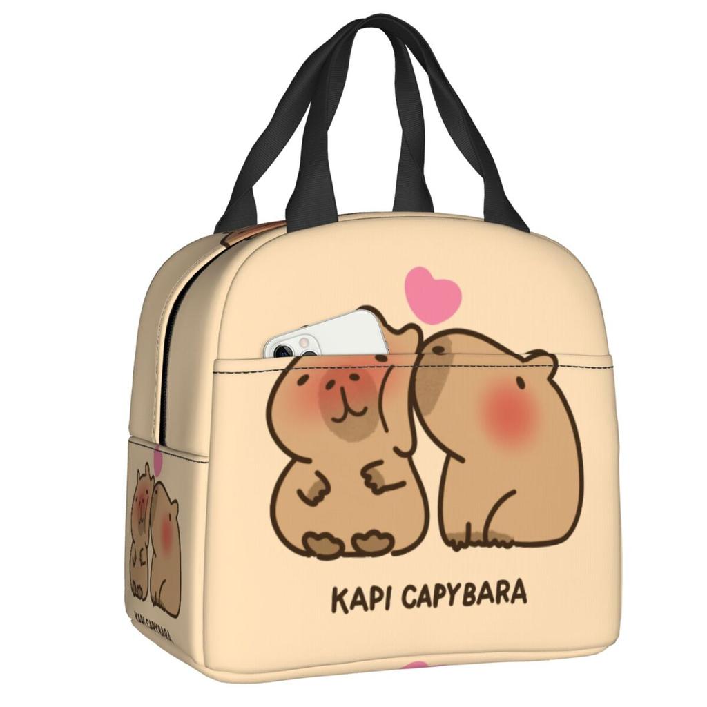 Custom Chilling Capybara Insulated Lunch Bag for Women Portable Cooler Thermal Lunch Box Kids School Children