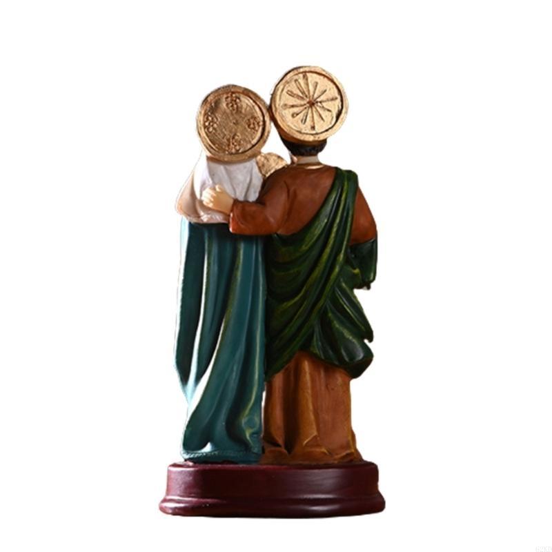 62KD Holy Family Statue Christian Resin Crafts Colorful Nativity Ornament Unique Religous Figurine for Catholic Collections