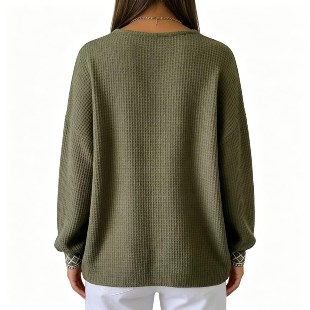 Women's Casual Printed Button Long Sleeve Sweatshirt