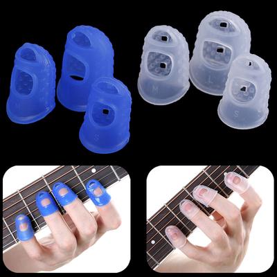 4X Chránič prstů na kytaru Nástavce na konečky prstů Silikonový chránič Trsátko Baskytara Ukulele