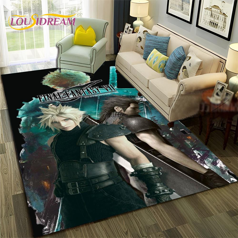 FF14 Gamer HD Final Fantasy Spiel 3D-Teppich für Zuhause, Wohnzimmer, Schlafzimmer, Sofa, Fußmatte, Dekor, Kinderbereich, rutschfeste Bodenmatte