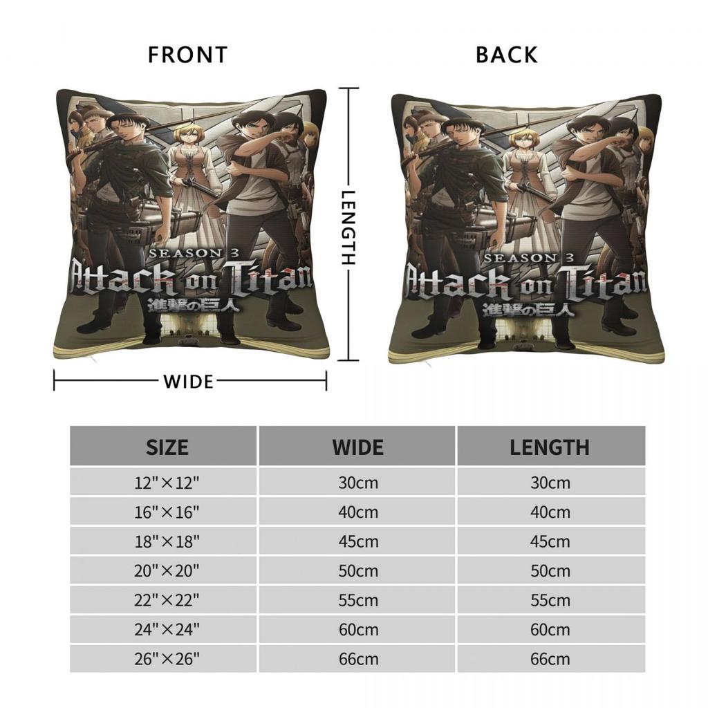 Attack On Titan Pillowcases Accessories Printed Cushion Cover Throw Pillow Cover Home Decoration Zipper Multiple Sizes