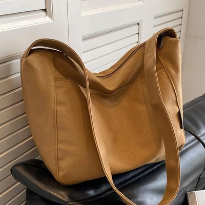 Canvas Bag Women's Large Capacity 2025 New Fashion Autumn and Winter Versatile Broadband Messenger Bag Women's Popular Bucket Bag