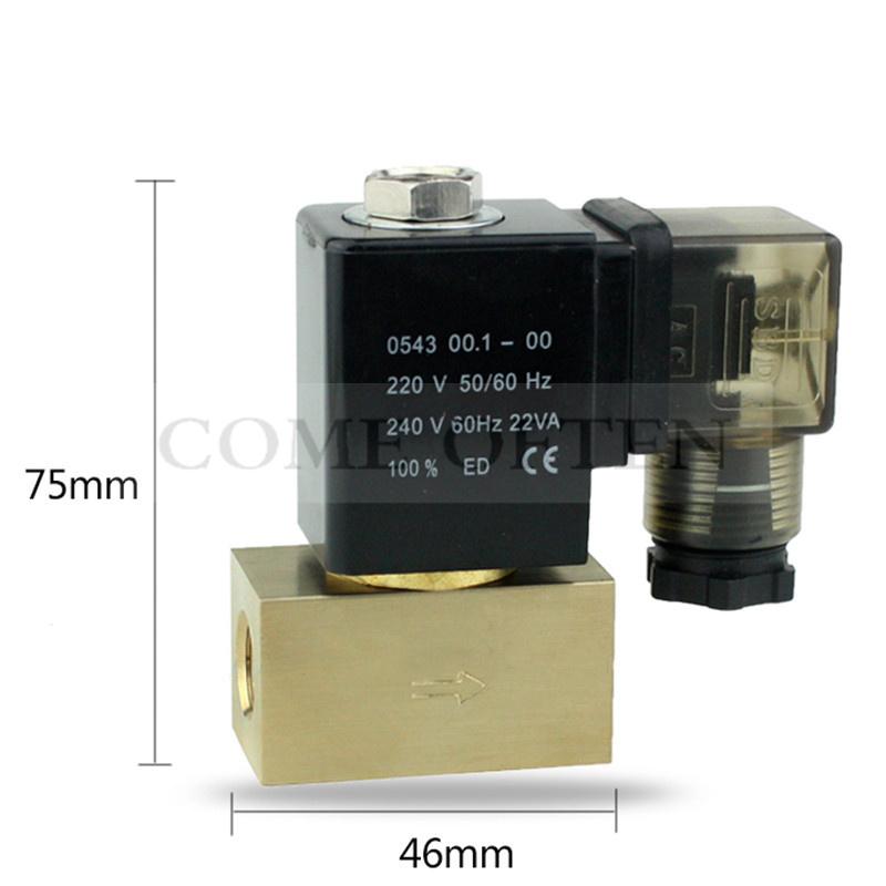 Válvula Solenoide de Alta Pressão de Água e Ar 80bar 2 Vias 1/4 3/8 1/2 BSP 12V 24V CC AC220V Normalmente Fechada Ação Direta Válvula de Latão