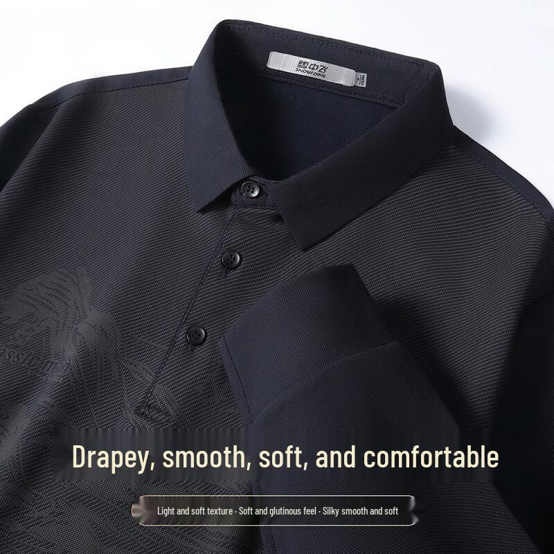 SNOWFLYING Men's Long Sleeve Business Casual Polo Shirt