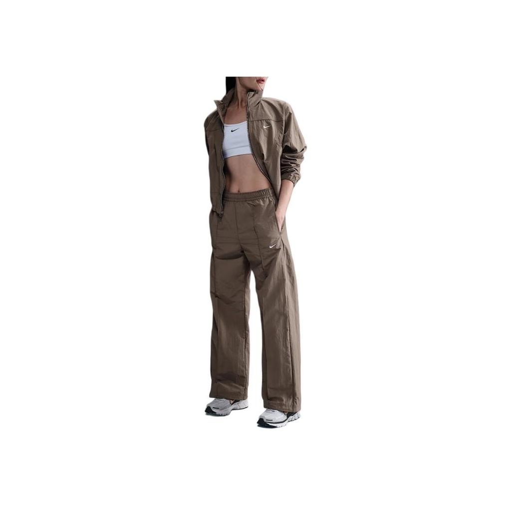 Nike Pantaloni casual cu picior drept și talie elastică cu logo, pentru femei, funduri, maro FQ3589-233