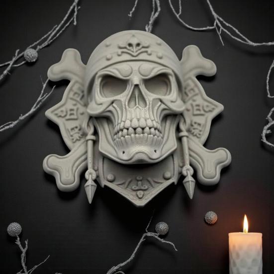 Pirate Skeleton Wall Decor Halloween Plastic Human Head Craft for Garages Living Rooms Bedroom Offices Decor