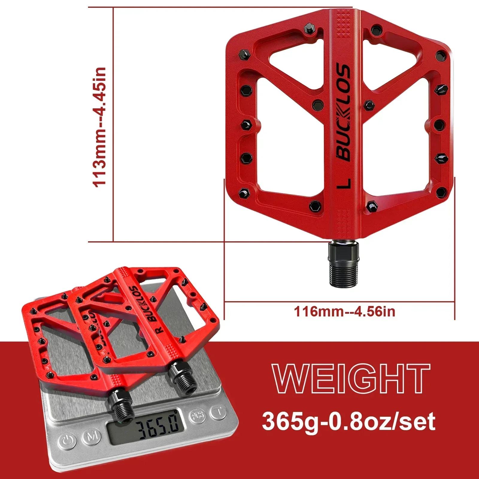 

BUCKLOS Anti-slip Bicycle Pedal DU Bearing Mountain Road Bike Pedals Ultralight Nylon MTB Cycling Flat Pedal Bike Accessories красный