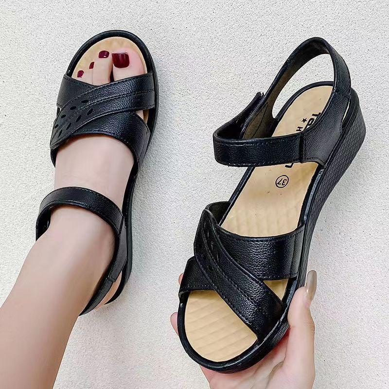 Sandale de damă, vară, stil nou, din cauciuc, cu velcro, cu talpă moale, sandale de damă