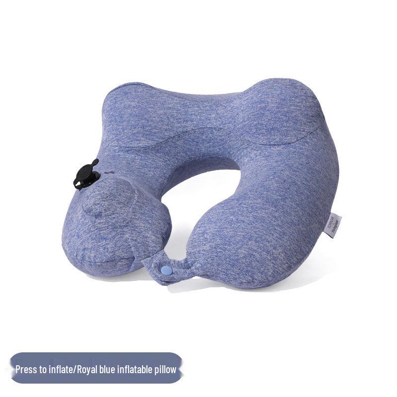 Inflatable U-shaped Travel Neck Pillow - Portable, Ergonomic, Height-Adjustable, Storable Milk Silk Design